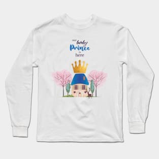 Baby Boy Crowned Blue Gold Fairy Prince Castle Long Sleeve T-Shirt